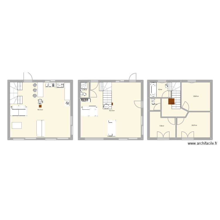 Wylas RDC 44m2 v4. Plan de 9 pièces et 132 m2