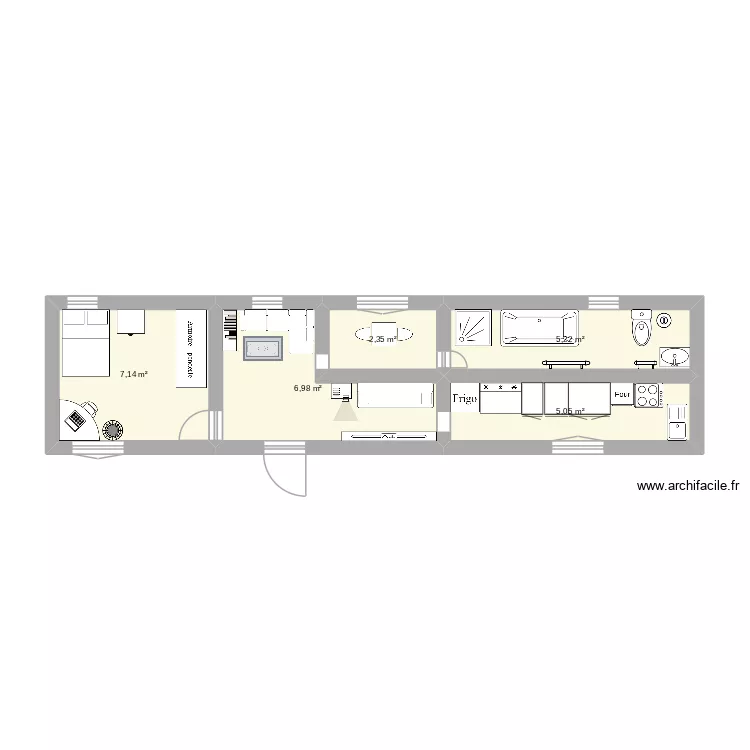 Maison pour des &eacute;tudiants. Plan de 5  et 27 m²