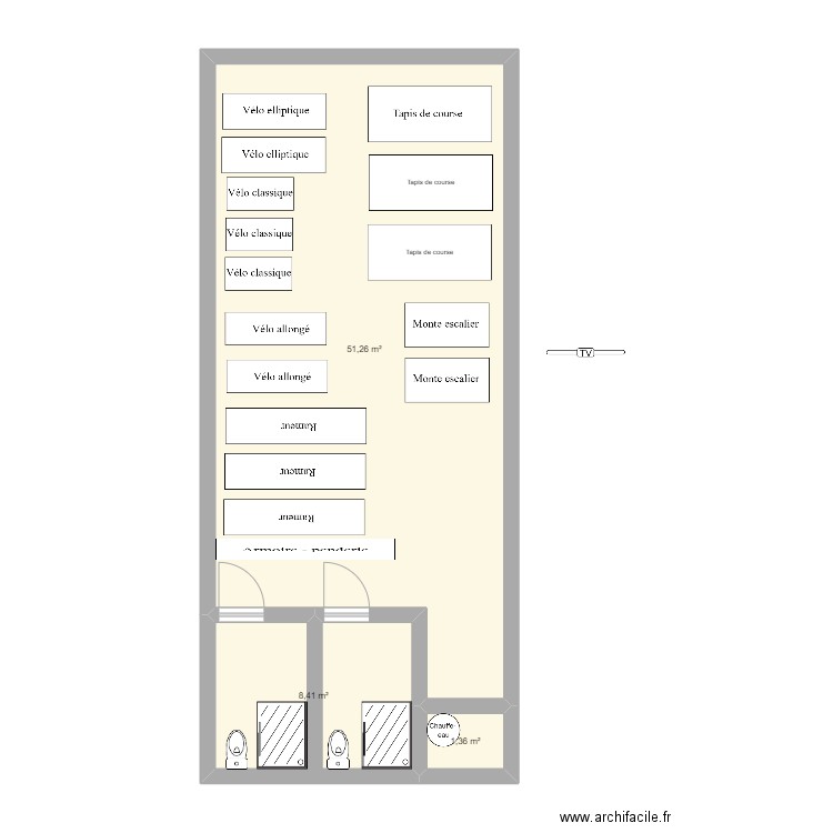 Salle de sport Confiné. Plan de 0 pièce et 0 m2