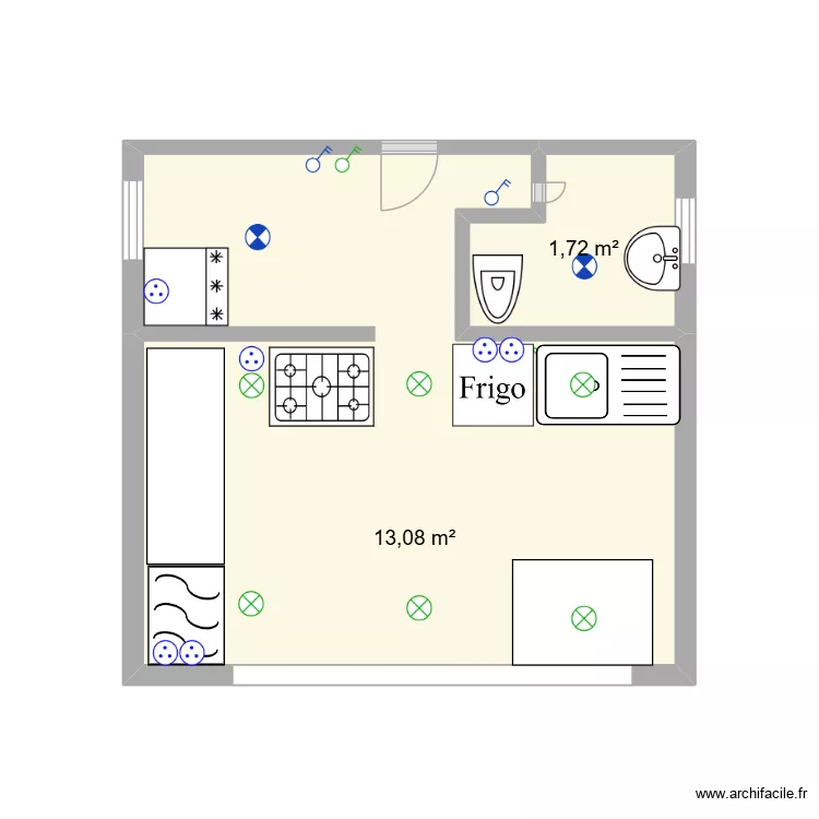 Kiosque RCK. Plan de 2  et 15 m²