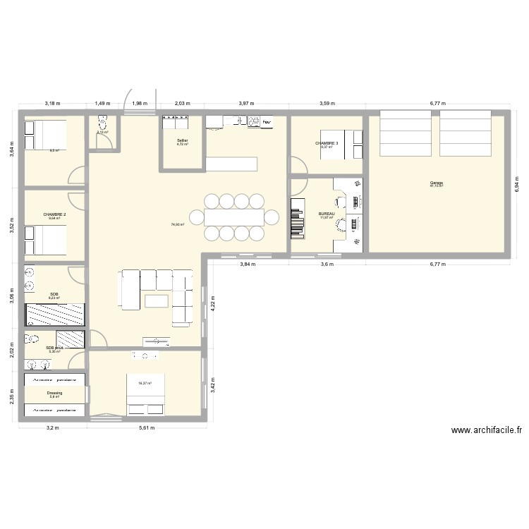 Plan maison moules. Plan de 12 pièces et 199 m2