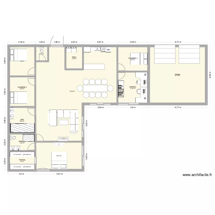 Plan maison moules. Plan de 12  et 199 m²