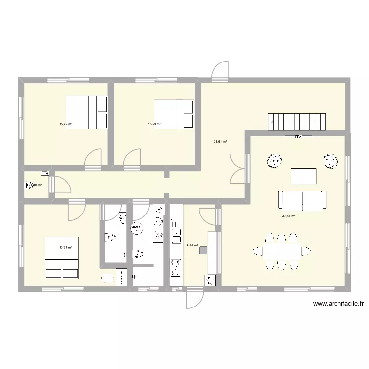R+1 zongo. Plan de 7  et 126 m²