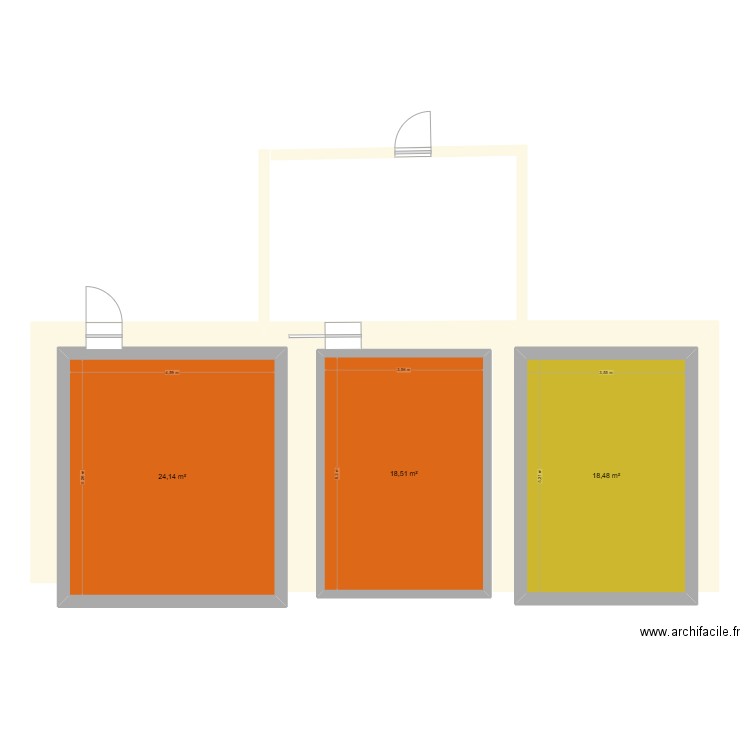 Perrières. Plan de 3 pièces et 61 m2