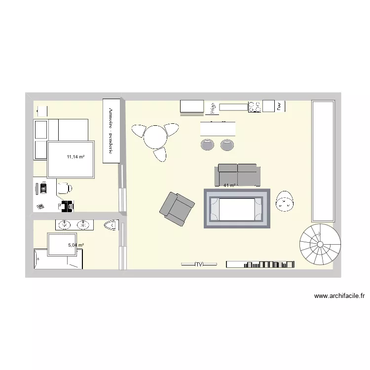 Appartement 60m2. Plan de 