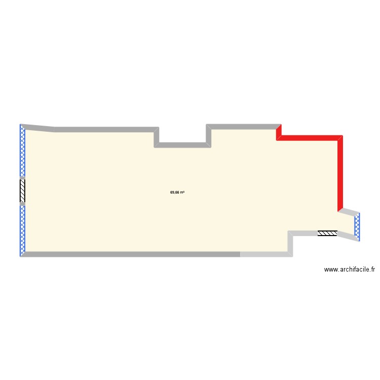 Fay. Plan de 1 pièce et 70 m2