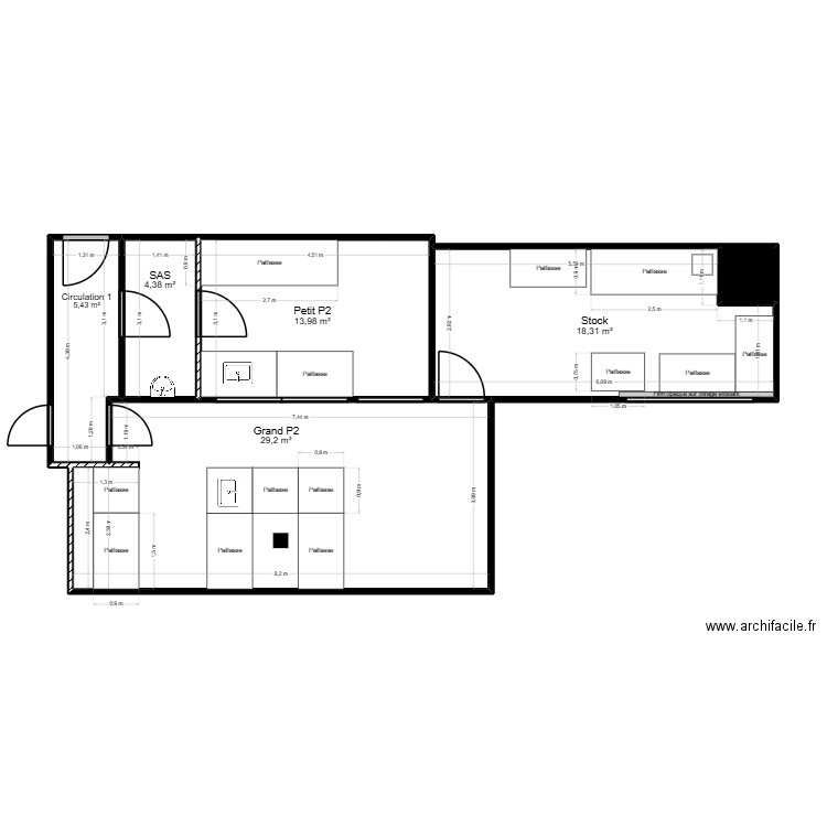 Labo Emile Roux Labo. Plan de 6 pièces et 72 m2