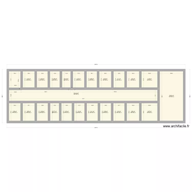 Porcherie pour 20 truies. Plan de 23  et 122 m²