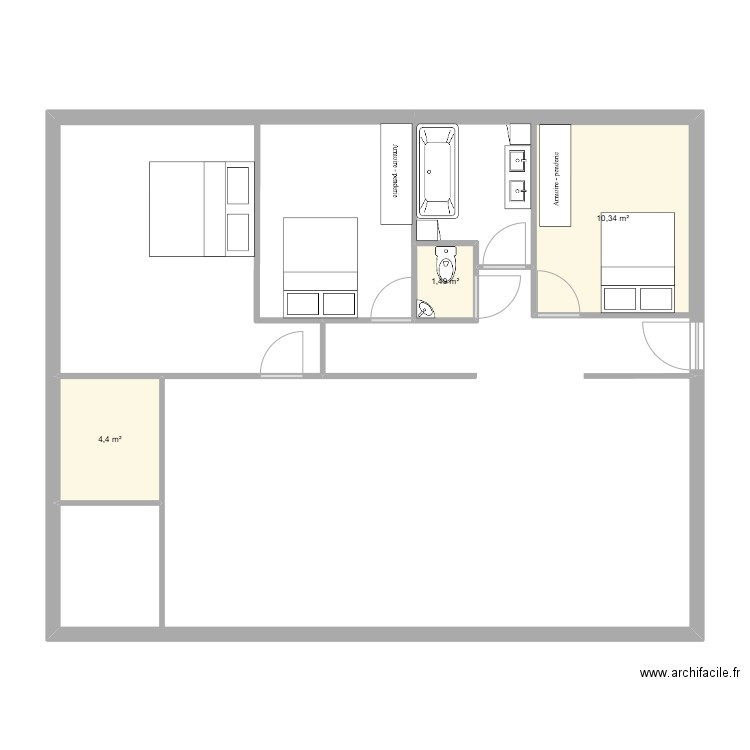 maison beaumerie 4 CONTAINEUR version 3. Plan de 3 pièces et 16 m2