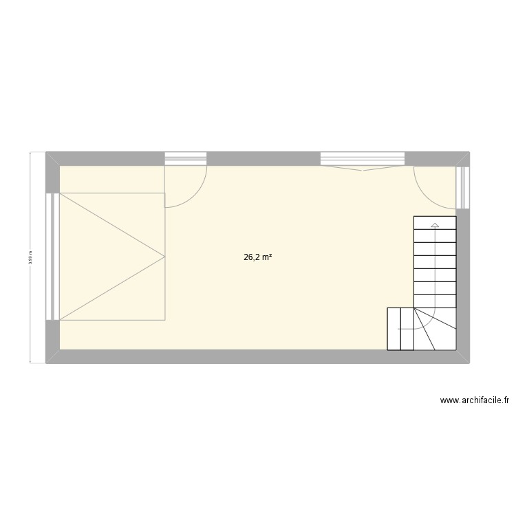 garage. Plan de 1 pièce et 26 m2