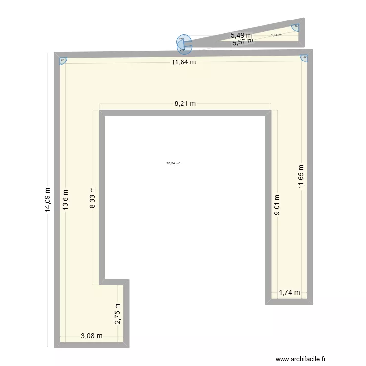 terrasse maison. Plan de 2  et 72 m²