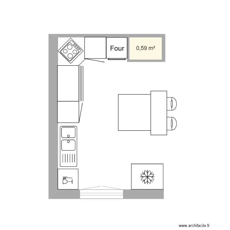 CUISINE ISA. Plan de 1 pièce et 1 m2