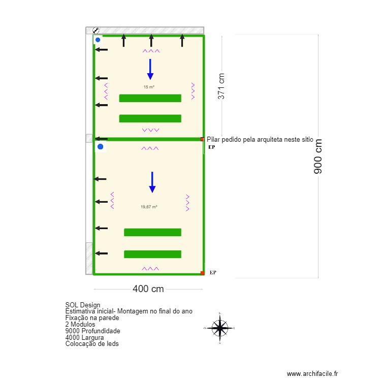 Caroline Castaldo- Carvoeiro. Plan de 2 pièces et 35 m2