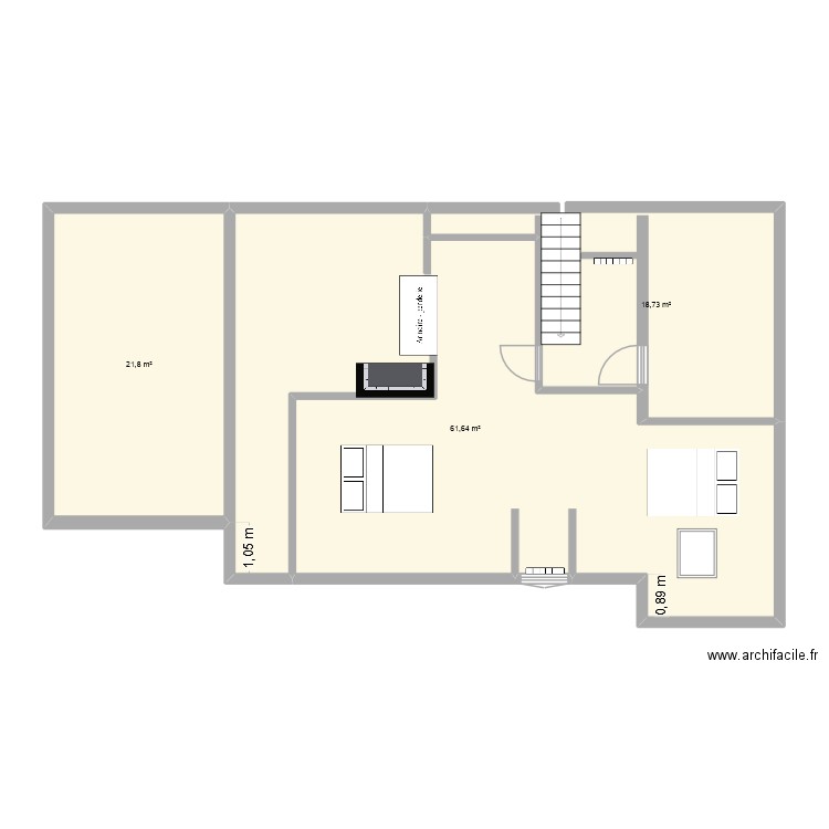 Stephenson etage. Plan de 3 pièces et 102 m2
