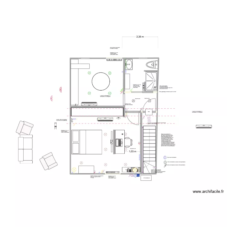 Chambre + cuisine + SDB. Plan de 4 et 41 m² Chambre + cuisine + SDB. Plan de 4 et 41 m²