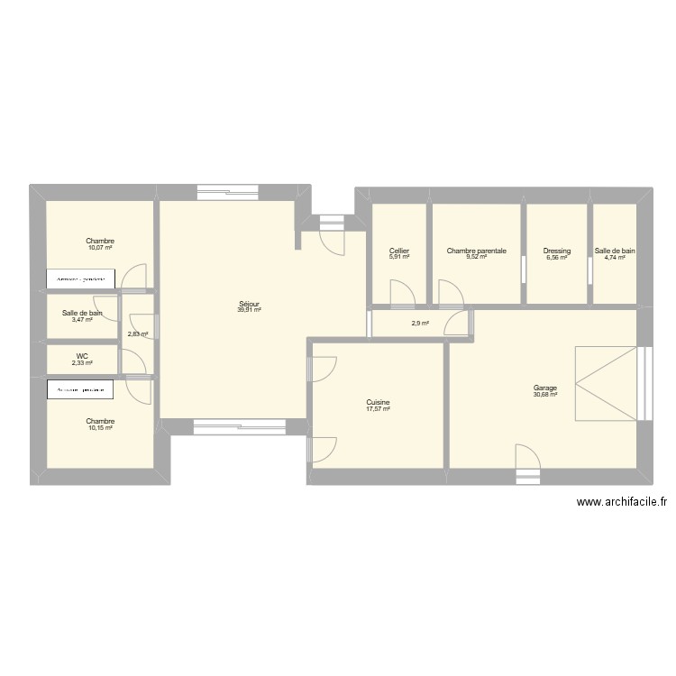 OSUK. Plan de 13 pièces et 147 m2