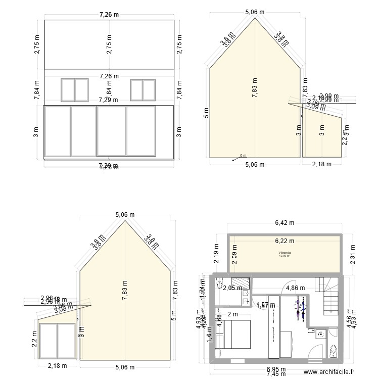belec 5. Plan de 1 pièce et 13 m2