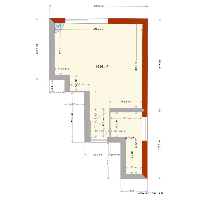 Henri Barbusse apres démolition. Plan de 2 pièces et 20 m2