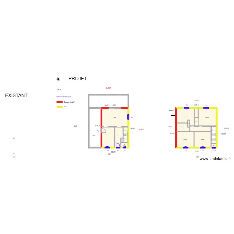GIRARD_ Projet. Plan de 18 pièces et 133 m2