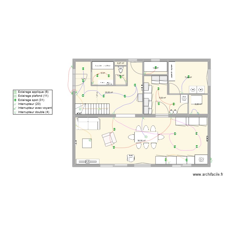 nouveau plan 2.0 eclairage. Plan de 20 pièces et 153 m2