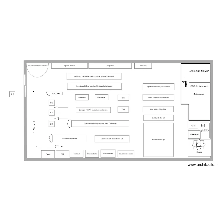 carrefour contact. Plan de 1  et 196 m²