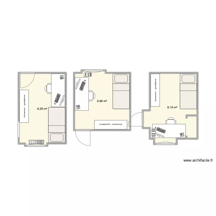 Chambres au mouling test2. Plan de 3 Pièces et 27 m² Chambres au mouling test2. Plan de 3 Pièces et 27 m²