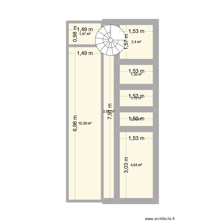 étage. Plan de 8 pièces et 26 m2