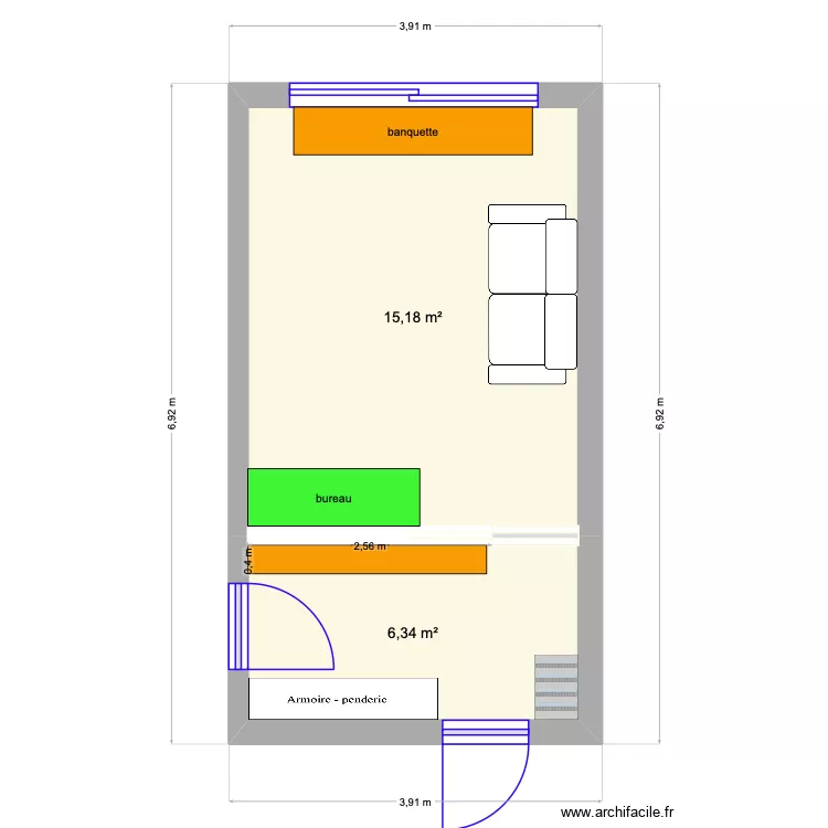salle de jeux. Plan de 2 et 22 m² salle de jeux. Plan de 2 et 22 m²