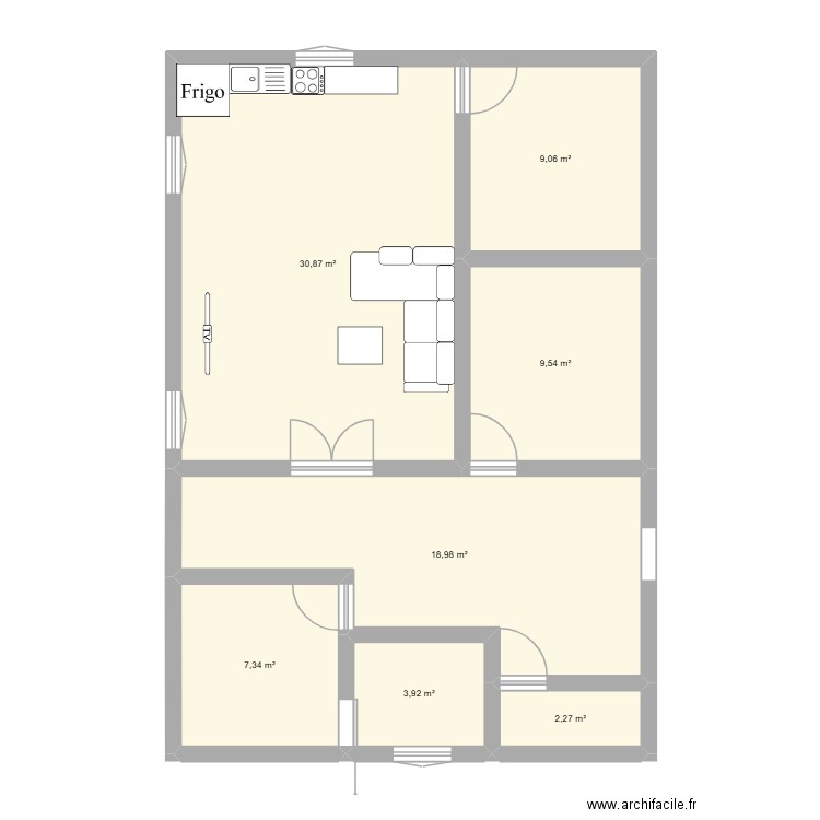archifacile gael. Plan de 7 pièces et 82 m2
