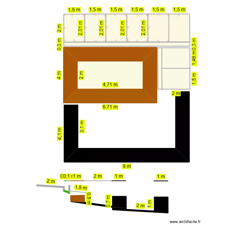 Parc &agrave; cochons type Toviko. Plan de 