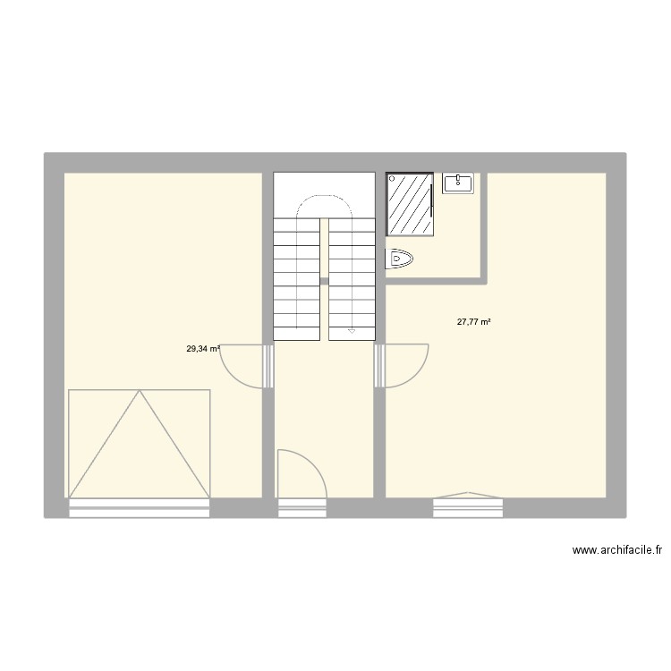 LES CARROZ. Plan de 2 pièces et 57 m2
