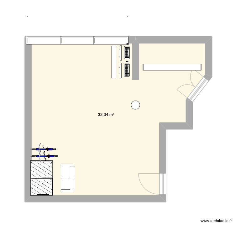 ADOC magasin sport d'hiver. Plan de 1 pièce et 32 m2