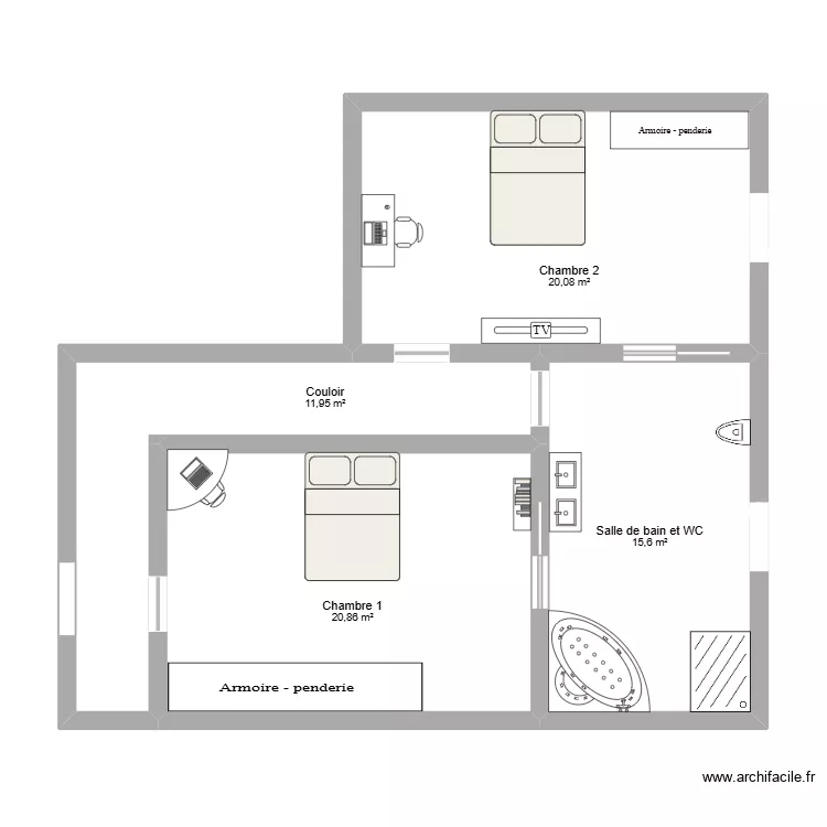 amenagement des comble BOLLE. Plan de 4  et 68 m²