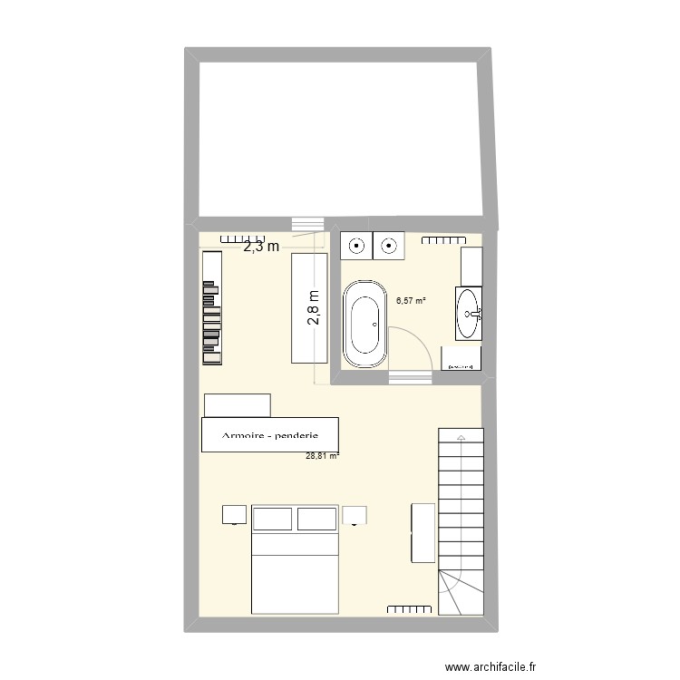 Lobb. Plan de 2 pièces et 35 m2