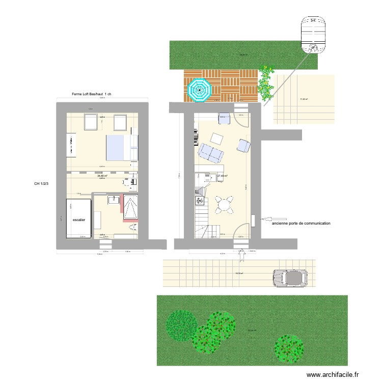 Loft plan masse bas et haut 16/01/26. Plan de 0 pièce et 0 m2