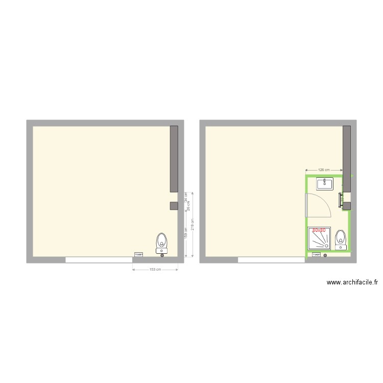 pia3. Plan de 5 pièces et 43 m2
