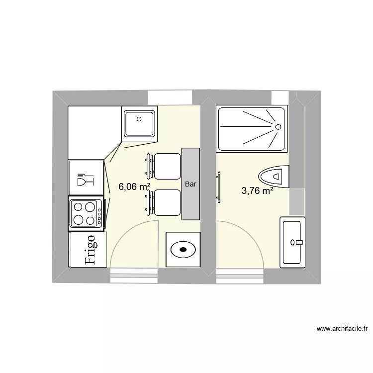 Cergy. Plan de 2  et 10 m²