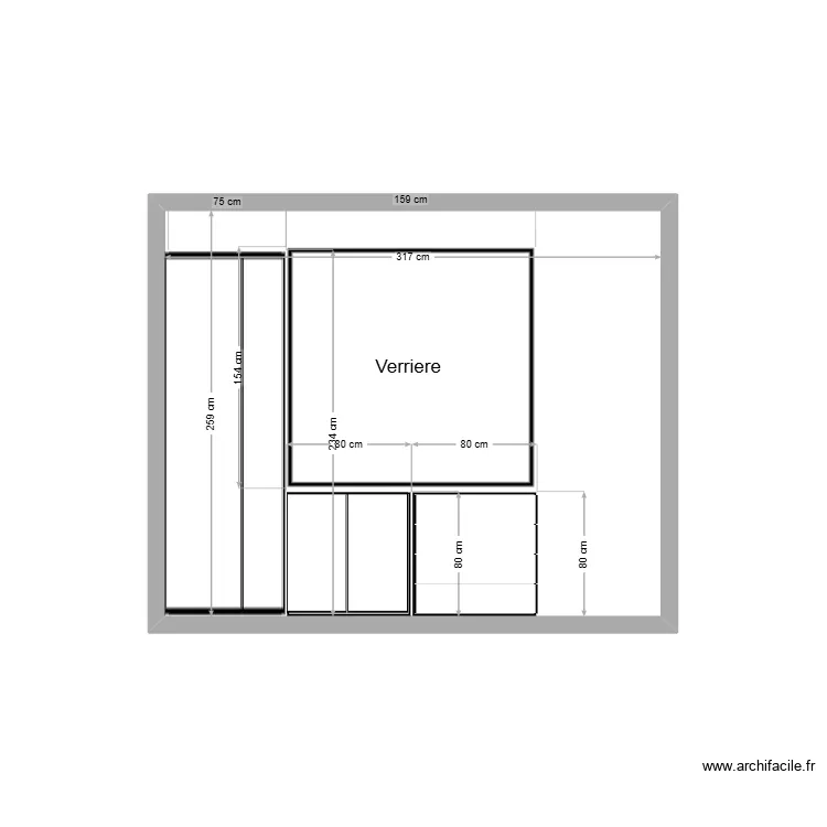 verriere. Plan de 1  et 8 m²