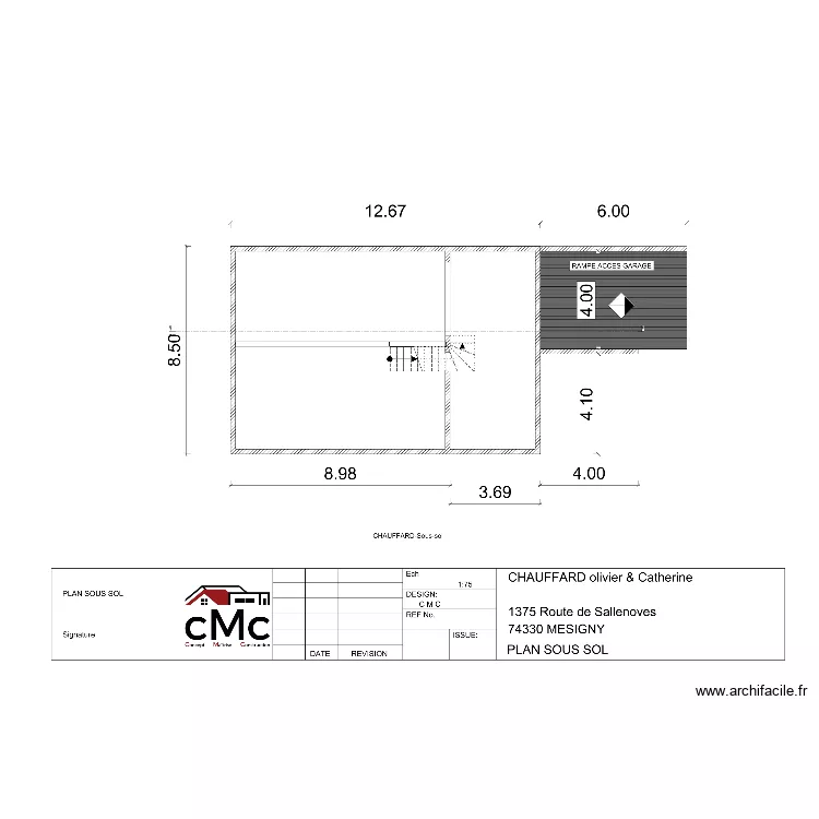Chauffard sous sol. Plan de 