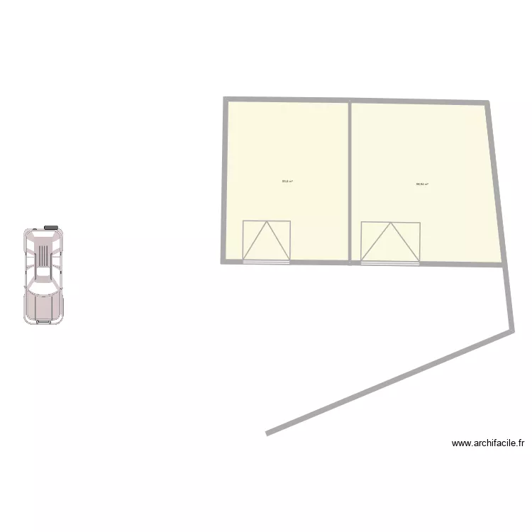 hangar 2. Plan de 2  et 110 m²