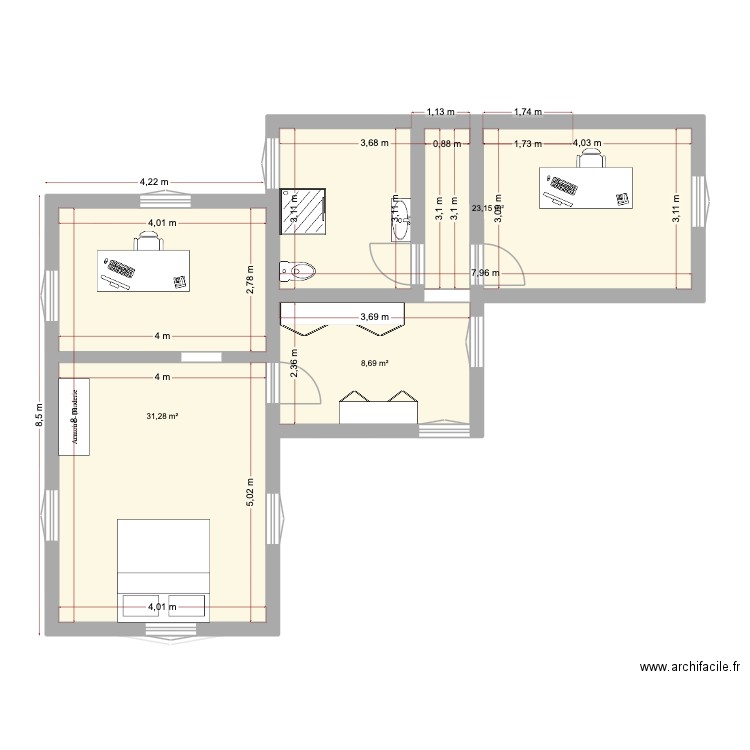 Ferrières Le Trou version 2. Plan de 6 pièces et 129 m2