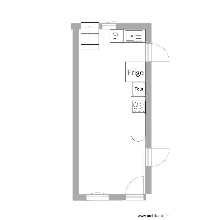 Cuisine pi&egrave;ce &agrave; vivre. Plan de 
