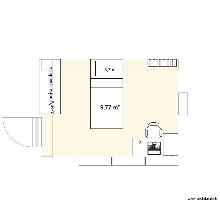 Chambre Ruben. Plan de 1 pièce et 10 m2