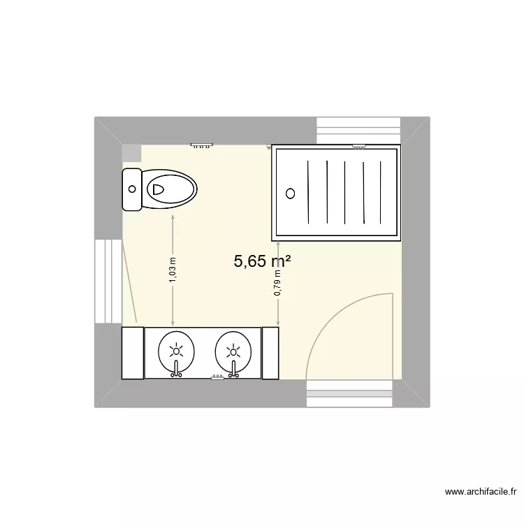 2026.08.28.salle d'eau. Plan de 1  et 6 m²