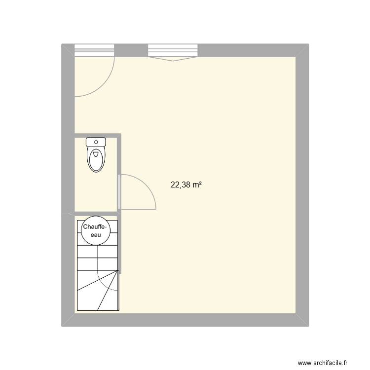 rez de chaussé. Plan de 1 pièce et 22 m2