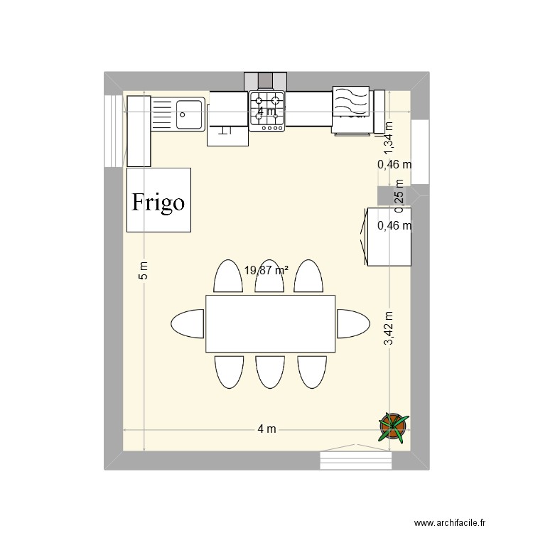entraigues cuisine. Plan de 1 pièce et 20 m2