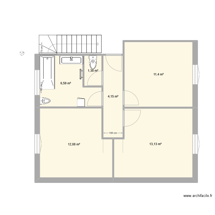 M. VAZ. Plan de 6 pièces et 49 m2