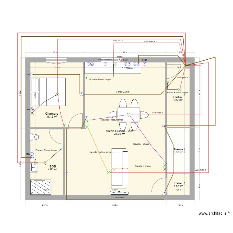 APPART RIANS. Plan de 6 pièces et 66 m2