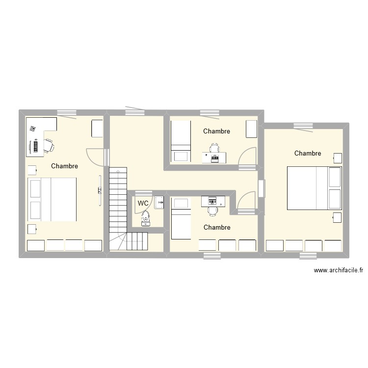 Trongrinne haut. Plan de 5 pièces et 81 m2