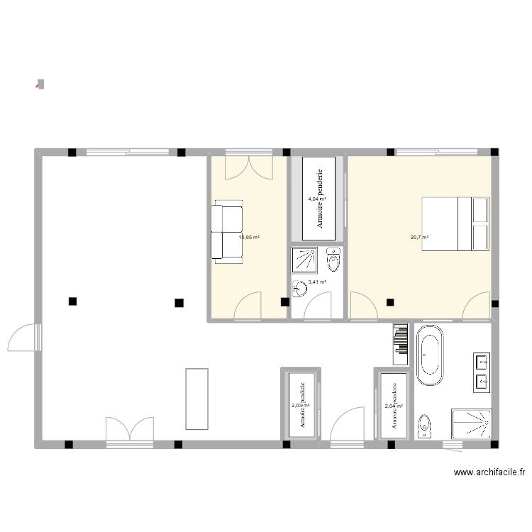 GAMBAIS1. Plan de 6 pièces et 43 m2